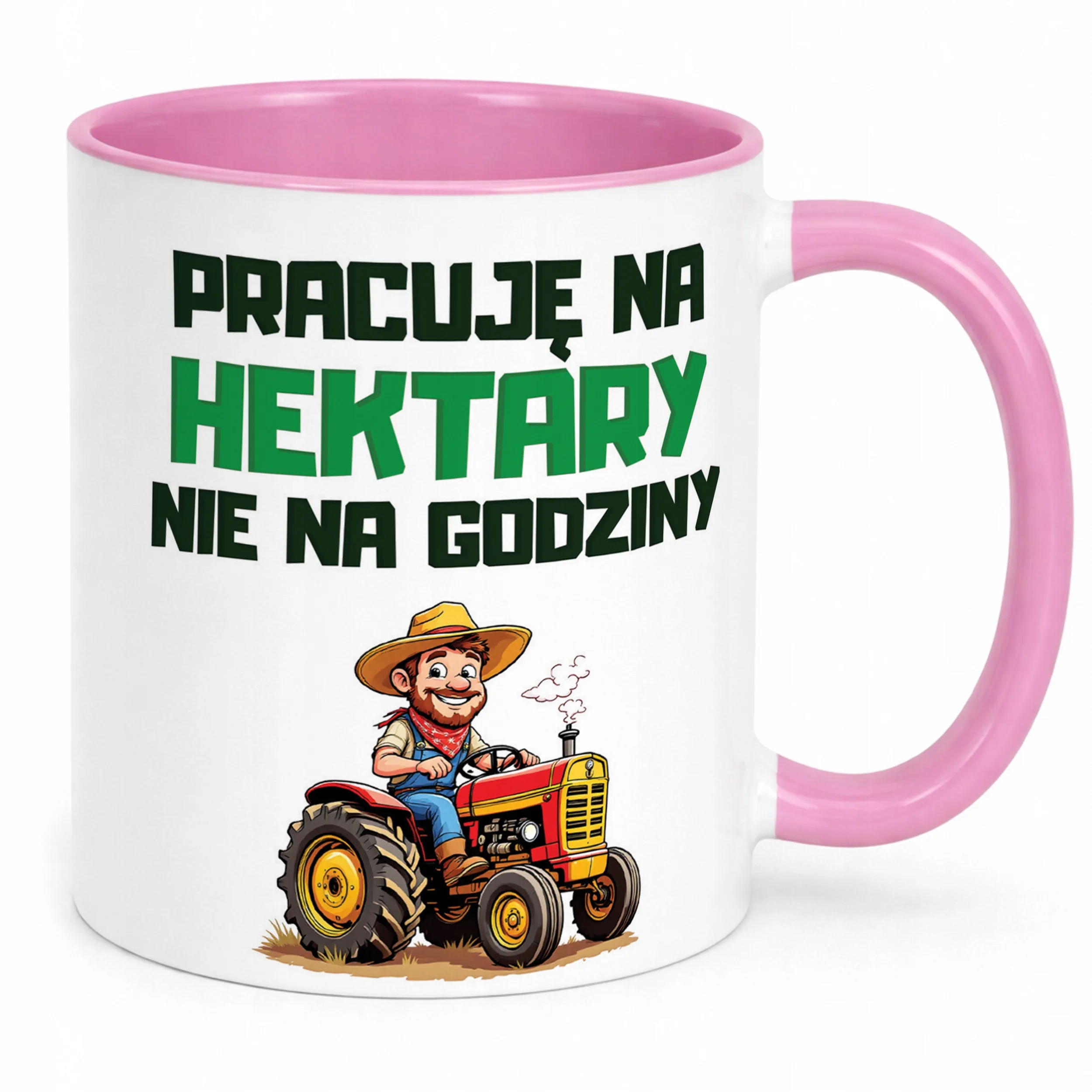 Kubek Różowy Rolnik Dla Rolnika Traktor Zabawny Prezent Upominek