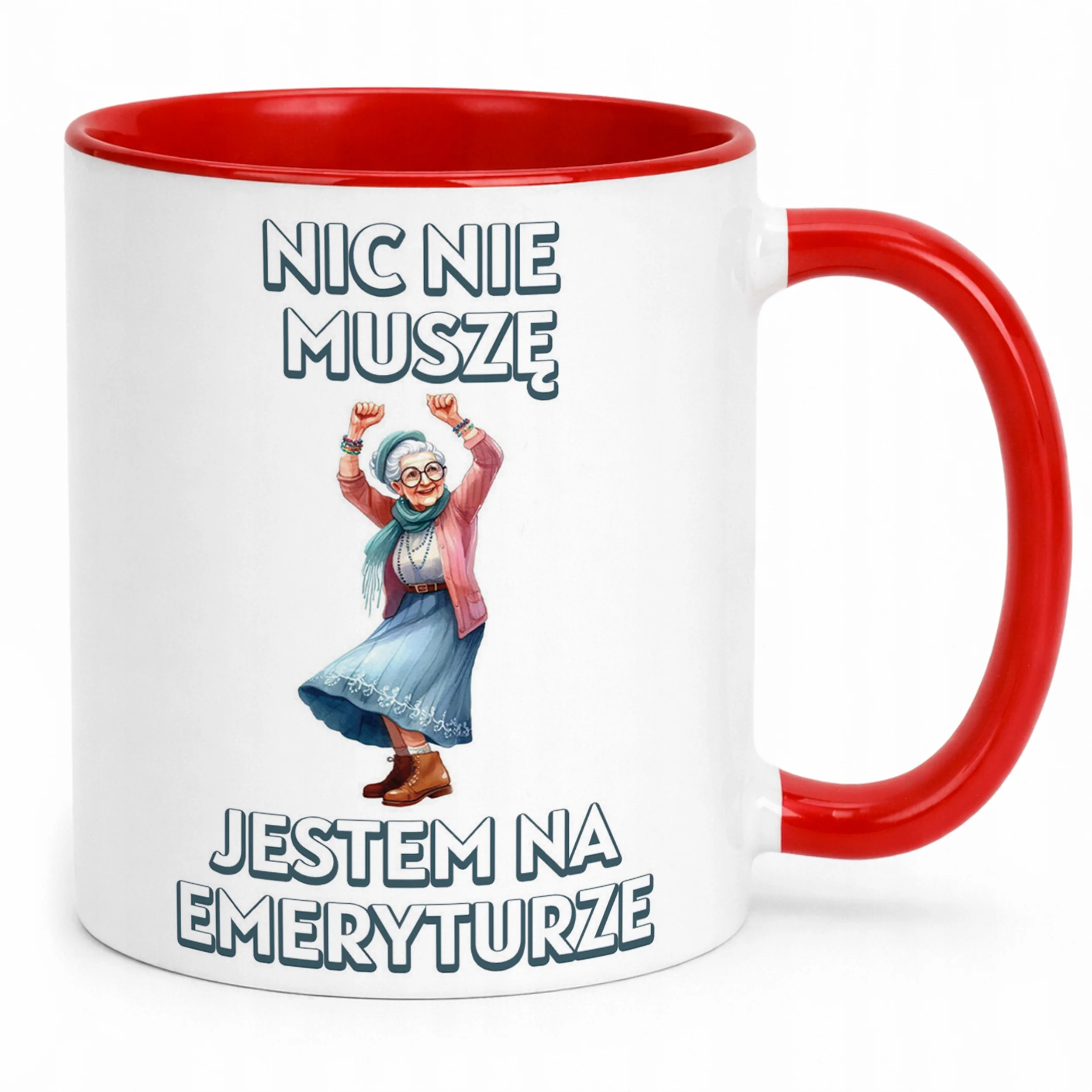 Kubek Czerwony Z okazji Emerytury Dla Emerytki Prezent Upominek
