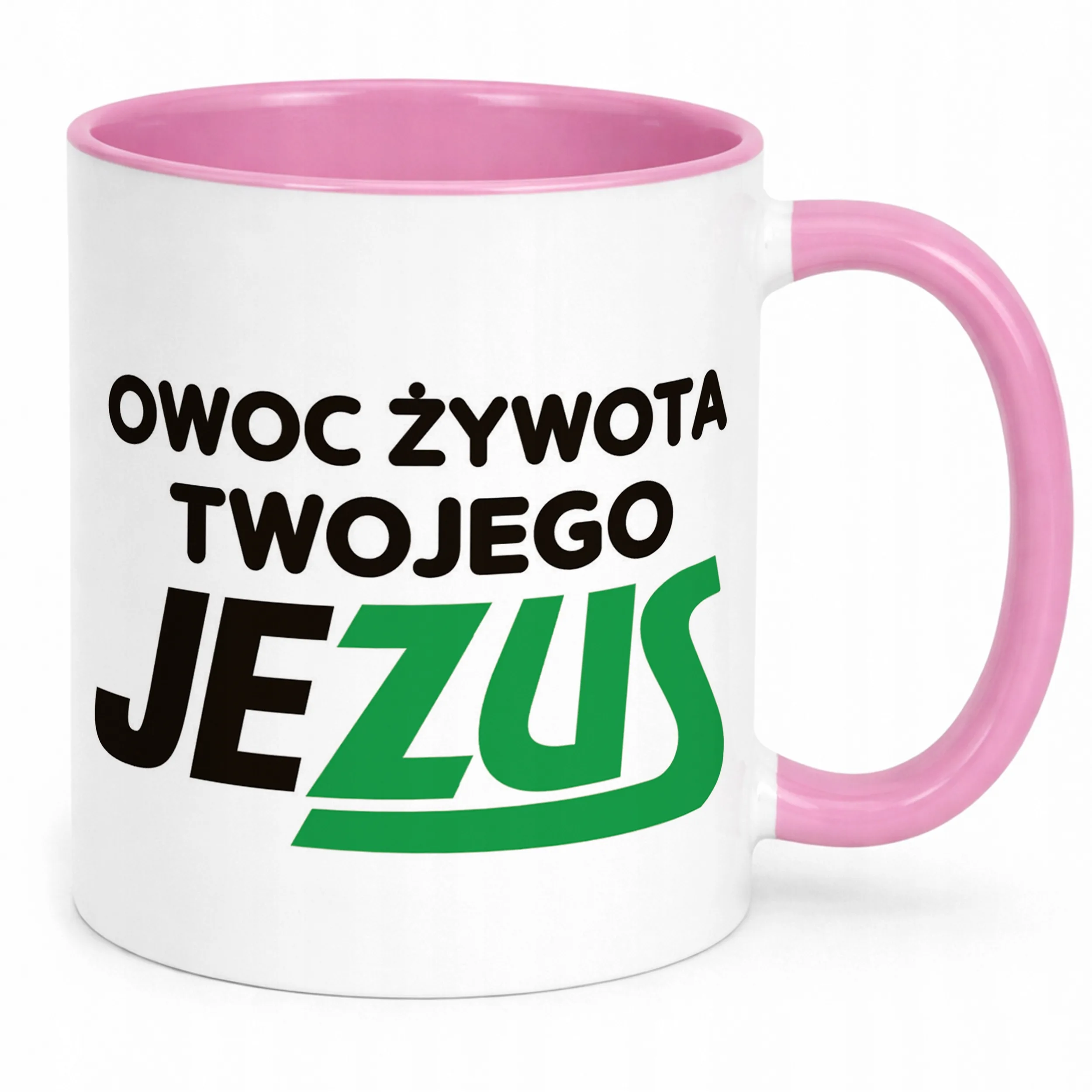 Kubek Różowy Owoc Żywota Twojego Jezus Śmieszny Zabawny Prezent