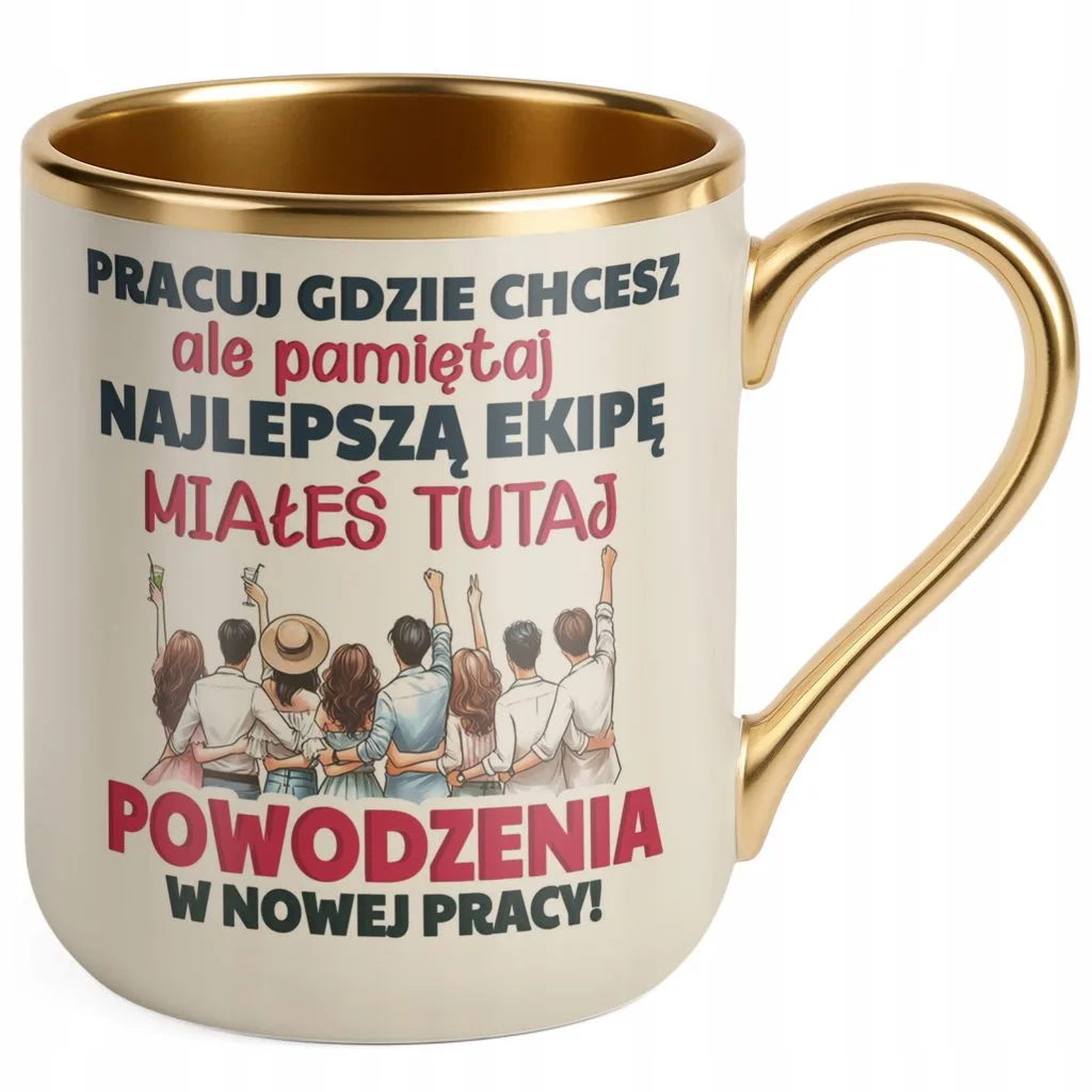 Kubek Premium Złoty Ecru Pożeganie Odejście z Pracy Prezent Upominek