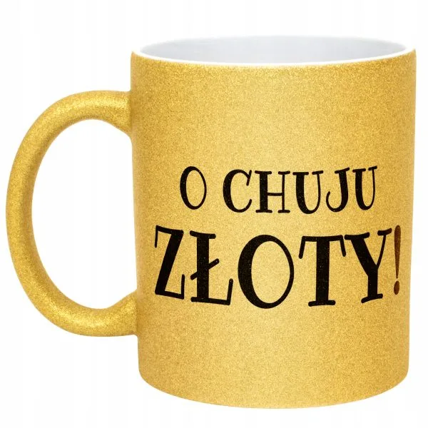 Złoty Kubek Brokatowy O Ch*ju Złoty Śmieszny Zabawny Prezent