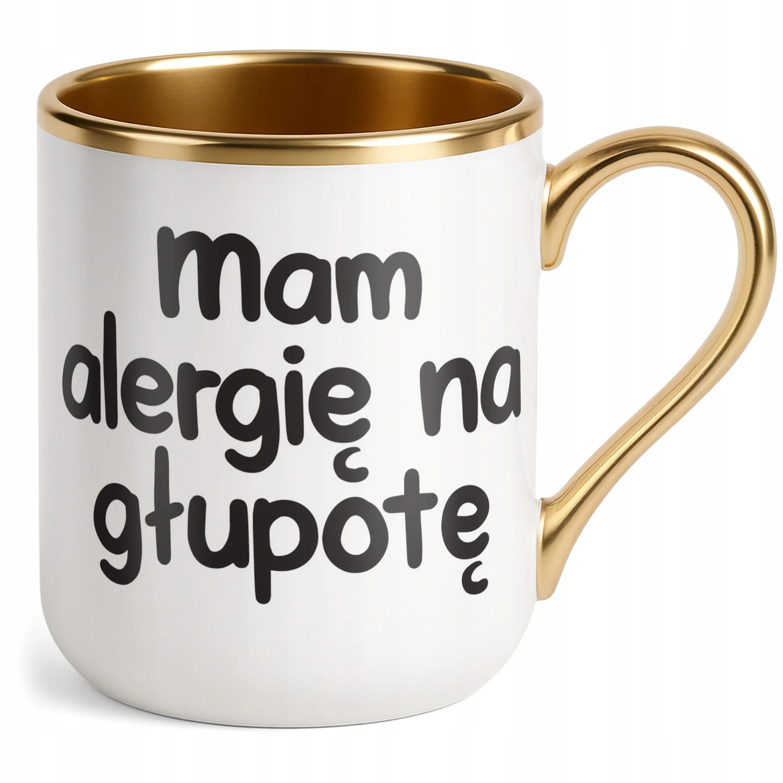 Kubek Premium Złoty Mam Alergię Na Głupotę Śmieszny Zabawny Prezent