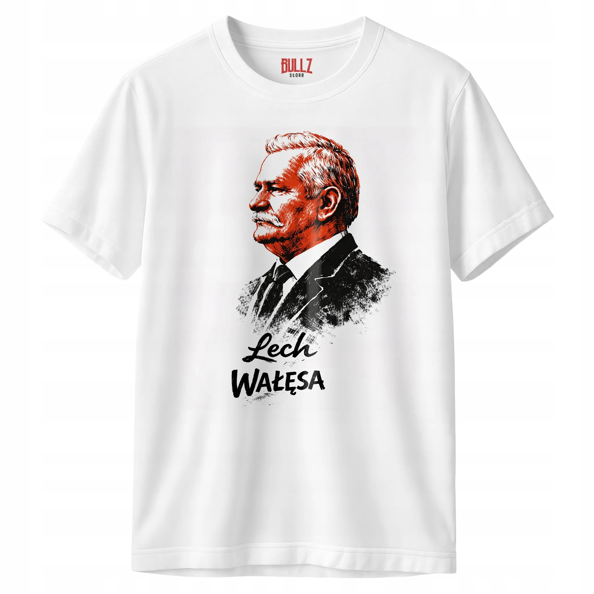 Koszulka biała męska Lech Wałęsa Solidarność Noblista Prezydent