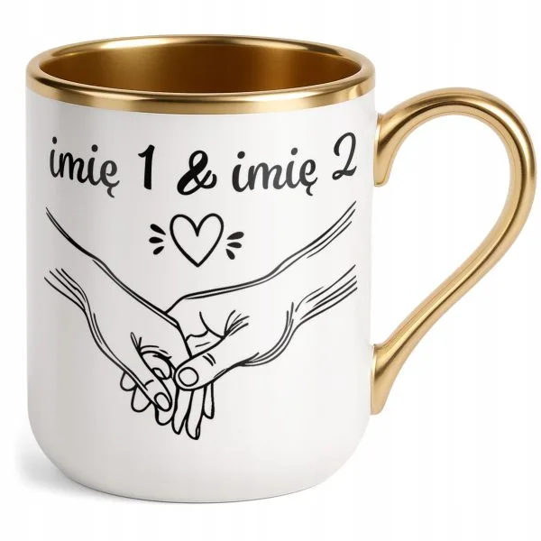 Kubek Premium Złoty Personalizowany Na Walentynki Kocham Cię Prezent
