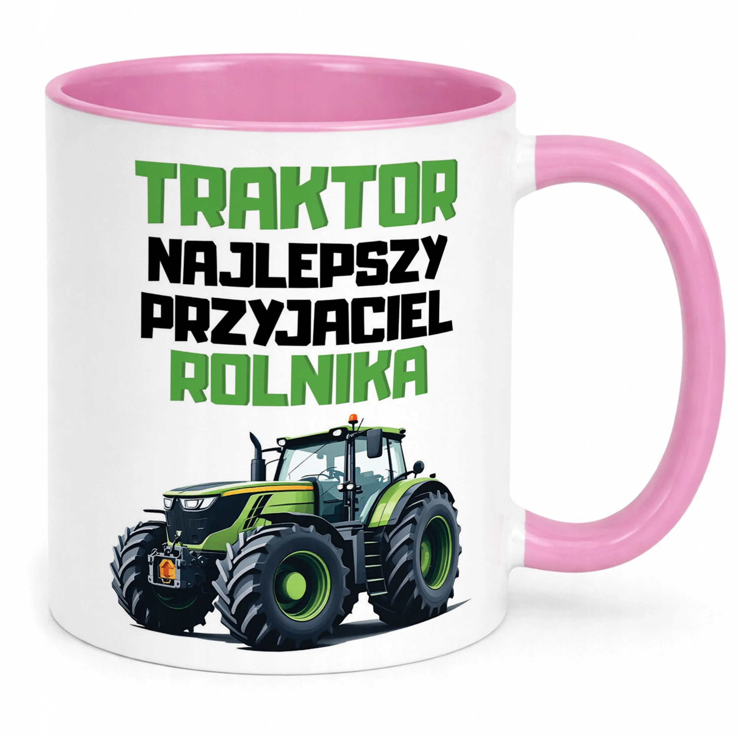 Kubek Różowy Rolnik Dla Rolnika Traktor Zabawny Prezent Upominek