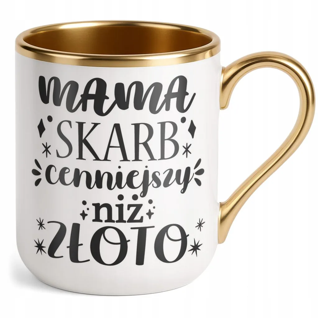 Kubek Premium Złoty Dzień Matki Dla Mamy Prezent Skarb Cenniejszy Niż