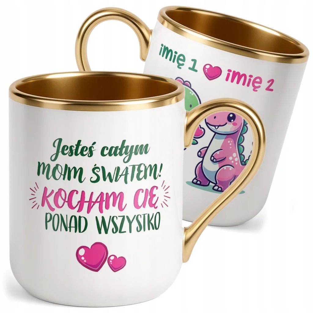 Kubek Premium Złoty Personalizowany Na Walentynki Kocham Cię Prezent