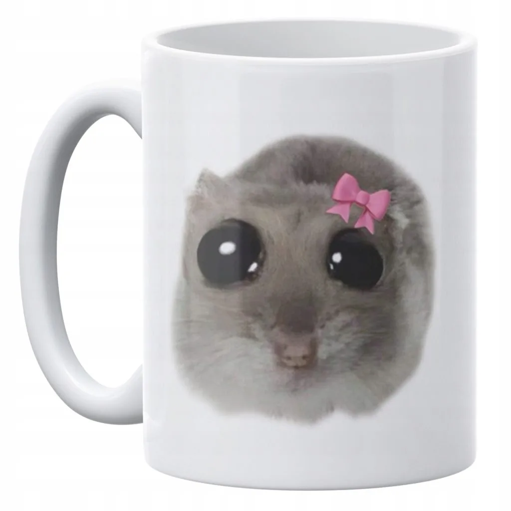 Kubek ceramiczny 330 ml Chomik Kokardka Viral Tiktok Memy Słodki