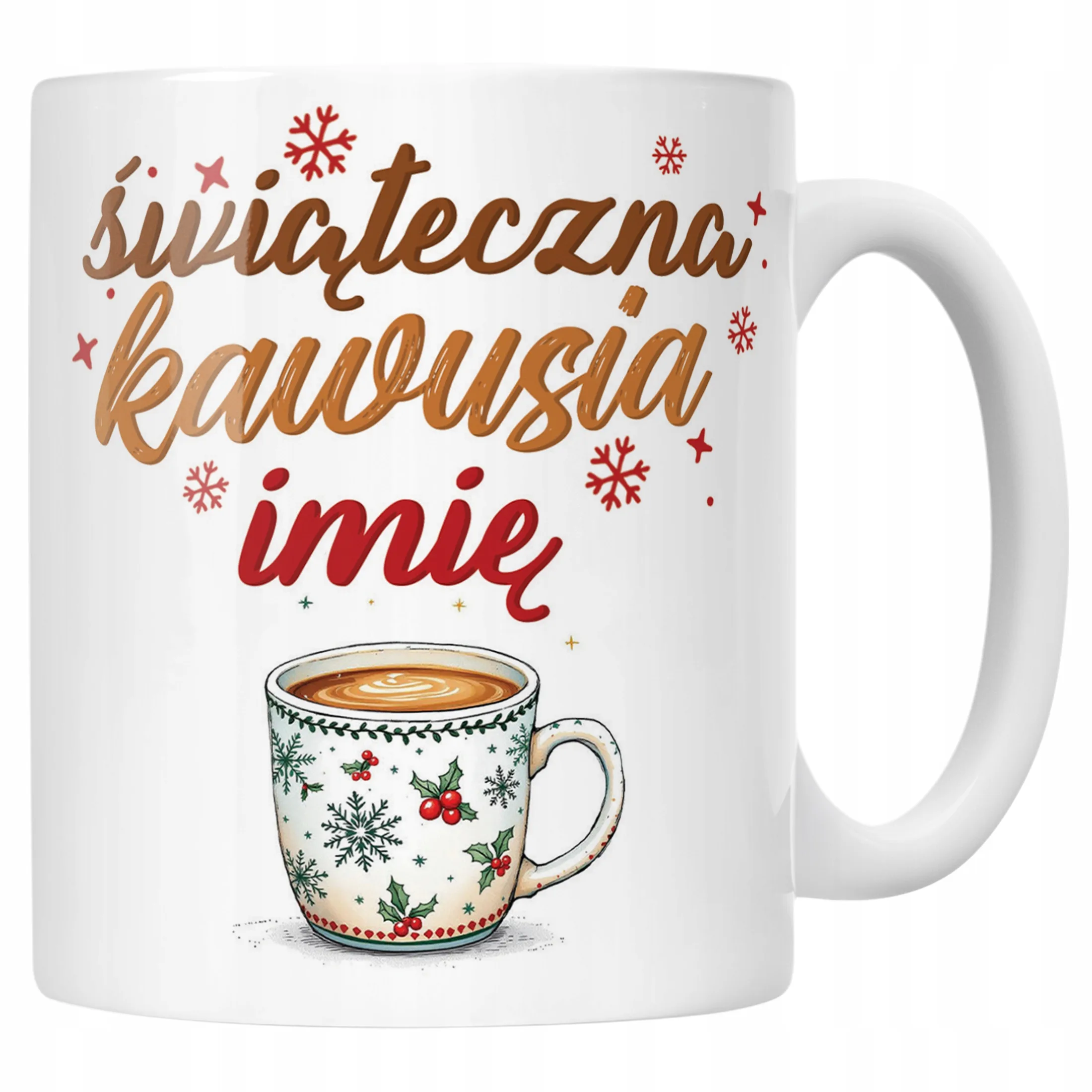 Kubek Ceramiczny Personalizowany Świąteczna Kawusia Prezent