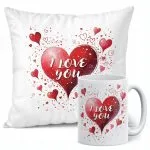 Zestaw Kubek + Poduszka 38×38 cm Walentynki I Love You Prezent Upominek