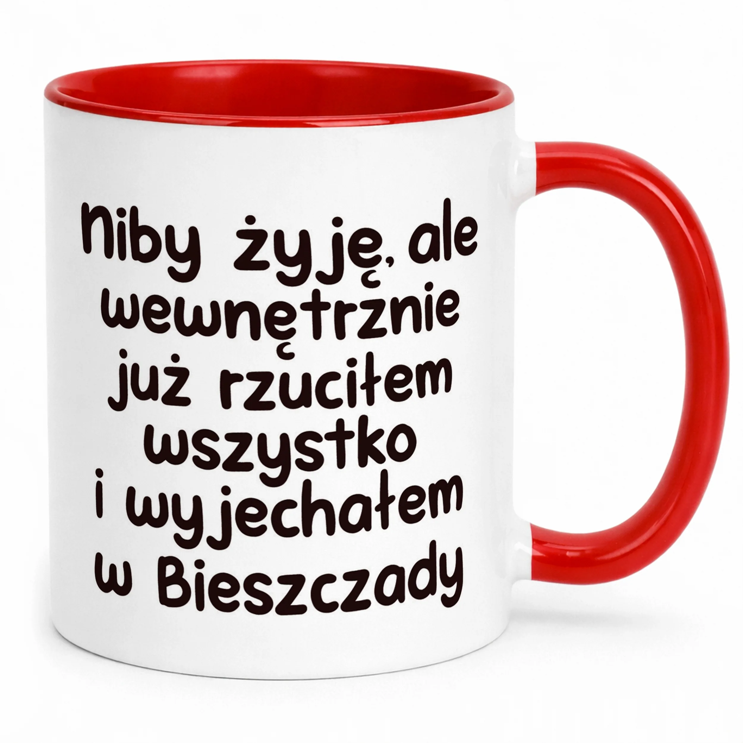 Kubek Czerwony Niby Żyję Ale Wewnętrznie Śmieszny Zabawny Prezent