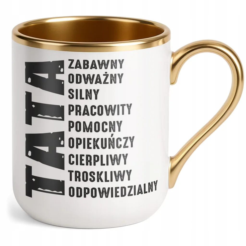 Kubek Premium Złoty Dzień Ojca Dla Taty TATA Prezent Upominek