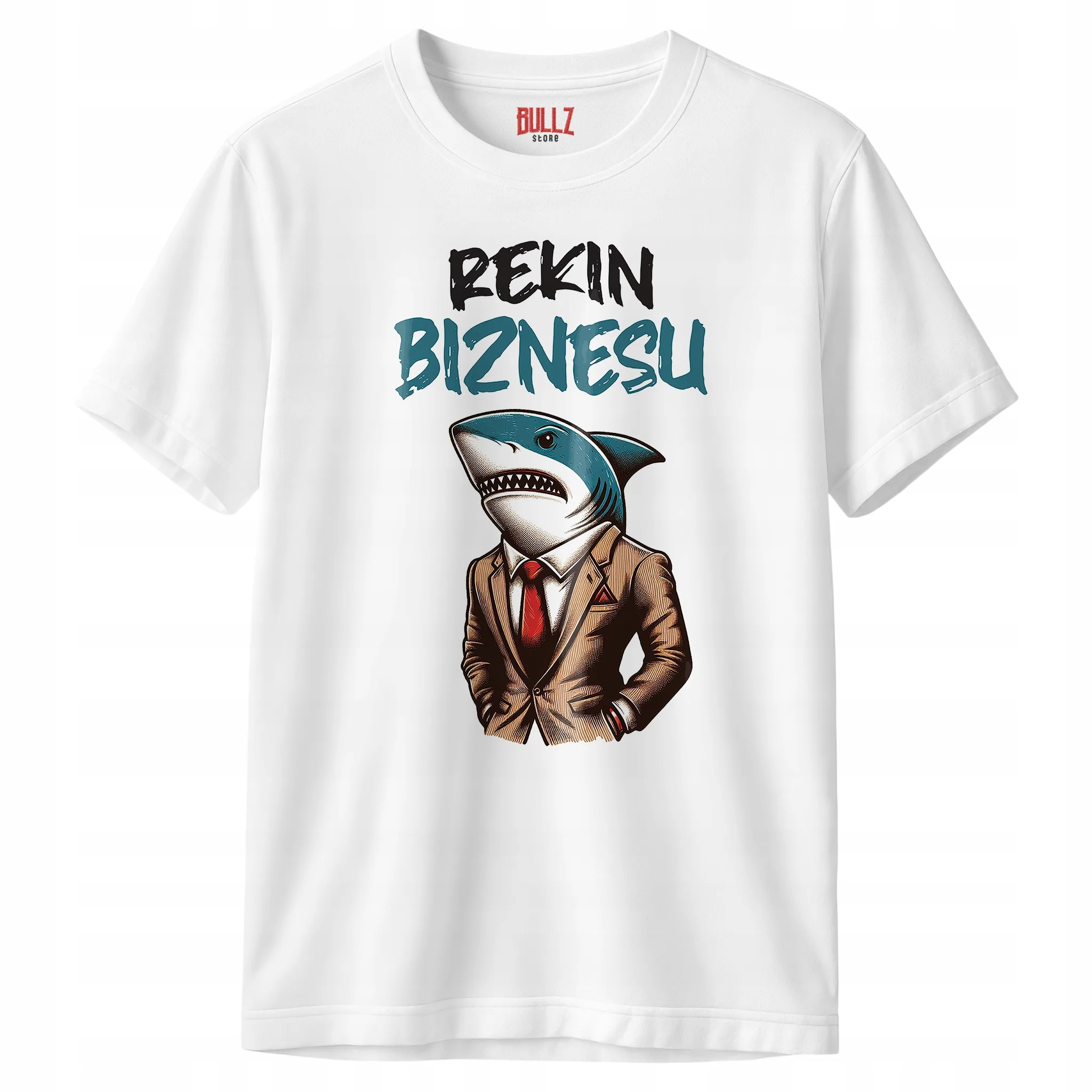 Koszulka biała męska Rekin Biznesu Zabawny Prezent