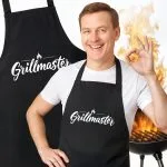Bawełniany Czarny Fartuch Kuchenny Grillmaster Fartuszek Z Nadrukiem