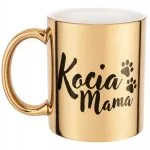 Złoty kubek ceramiczny Kocia Mama Dla Kociary Prezent Upominek