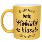 Złoty kubek brokatowy personalizowany Dzień Kobiet Prezent Upominek