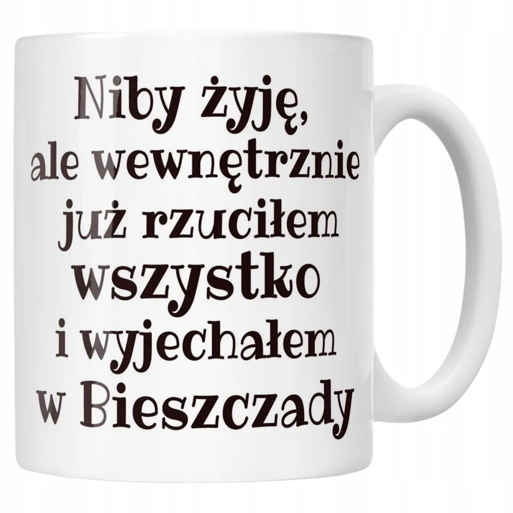 Kubek ceramiczny Niby Żyje Ale Wewnętrznie Śmieszny Zabawny Prezent