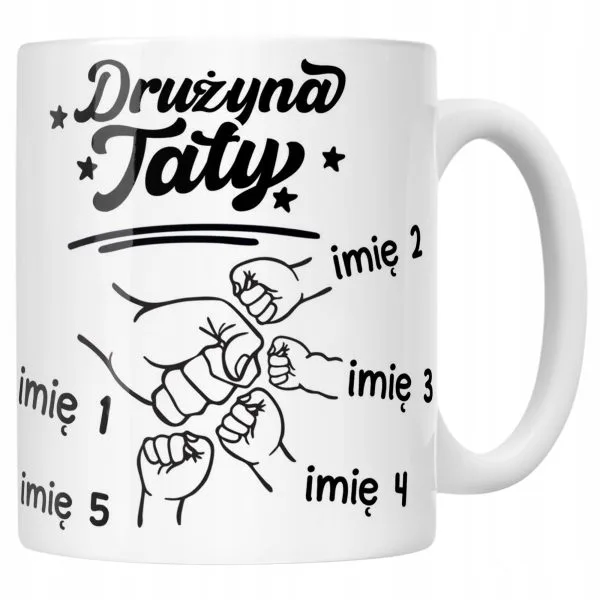 Kubek ceramiczny Personalizowany Dzień Ojca Najlepsza Drużyna 4 Dzieci
