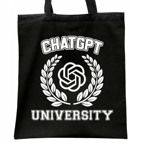 Torba bawełniana czarna na zakupy ChatGPT University Zabawny Gadżet
