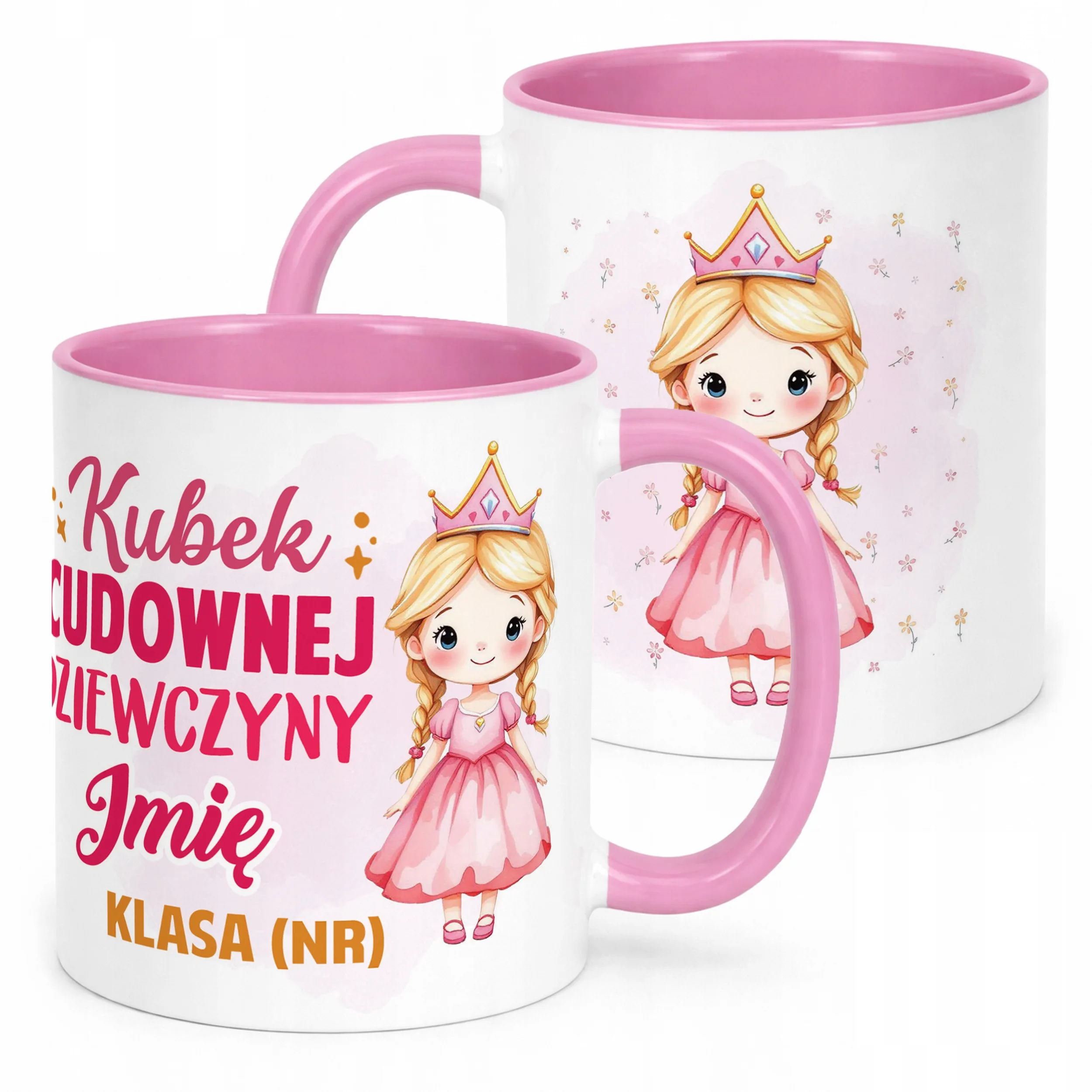 Kubek Różowy Z Imieniem Klasa Dzień Kobiet Dla Dziewczynki Prezent