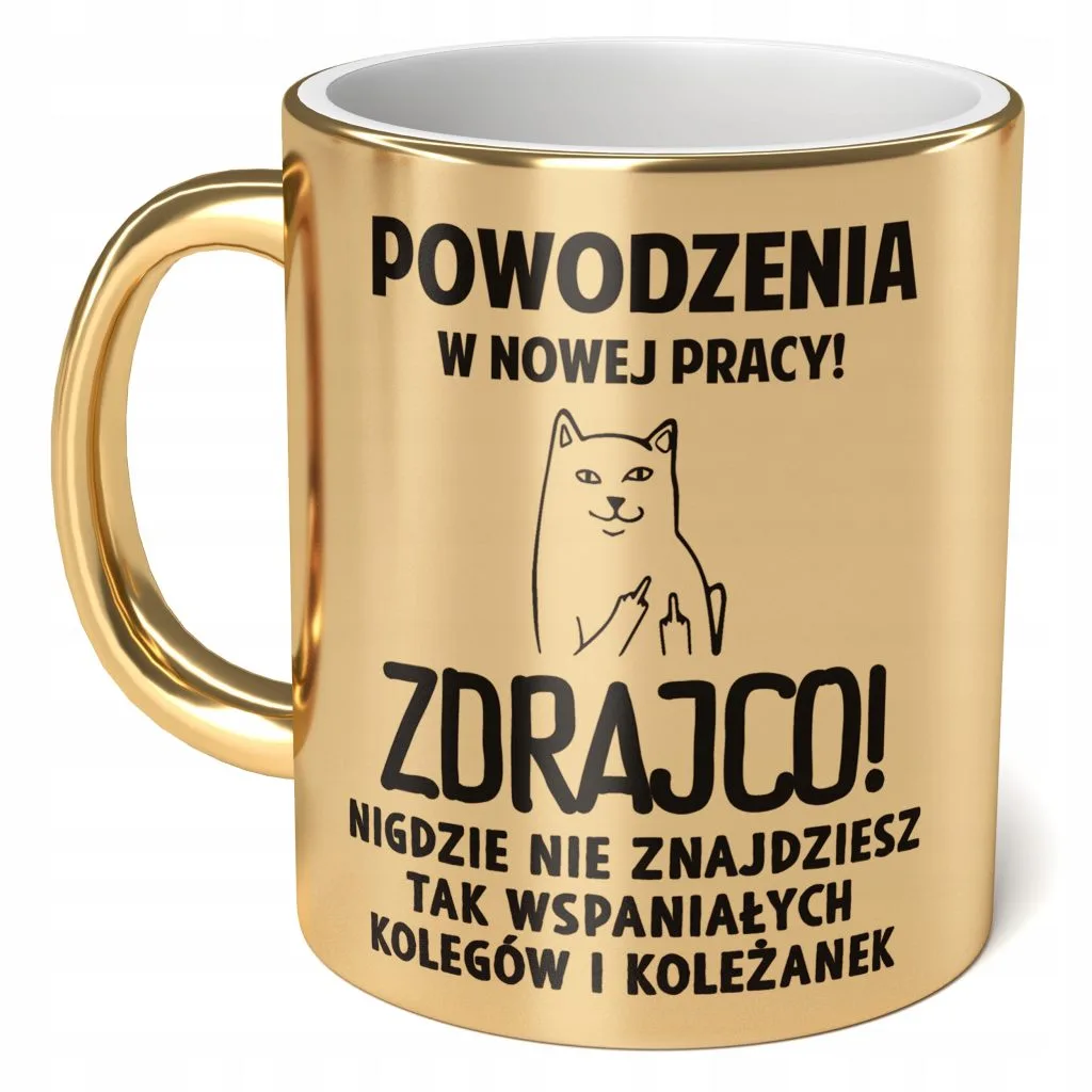 Kubek Złoty ceramiczny 330 ml Na Odejście Z Pracy Prezent Pożegnanie