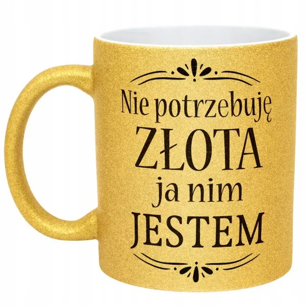 Złoty kubek brokatowy Dzień Kobiet Zabawny Prezent Upominek Dla Kobiety