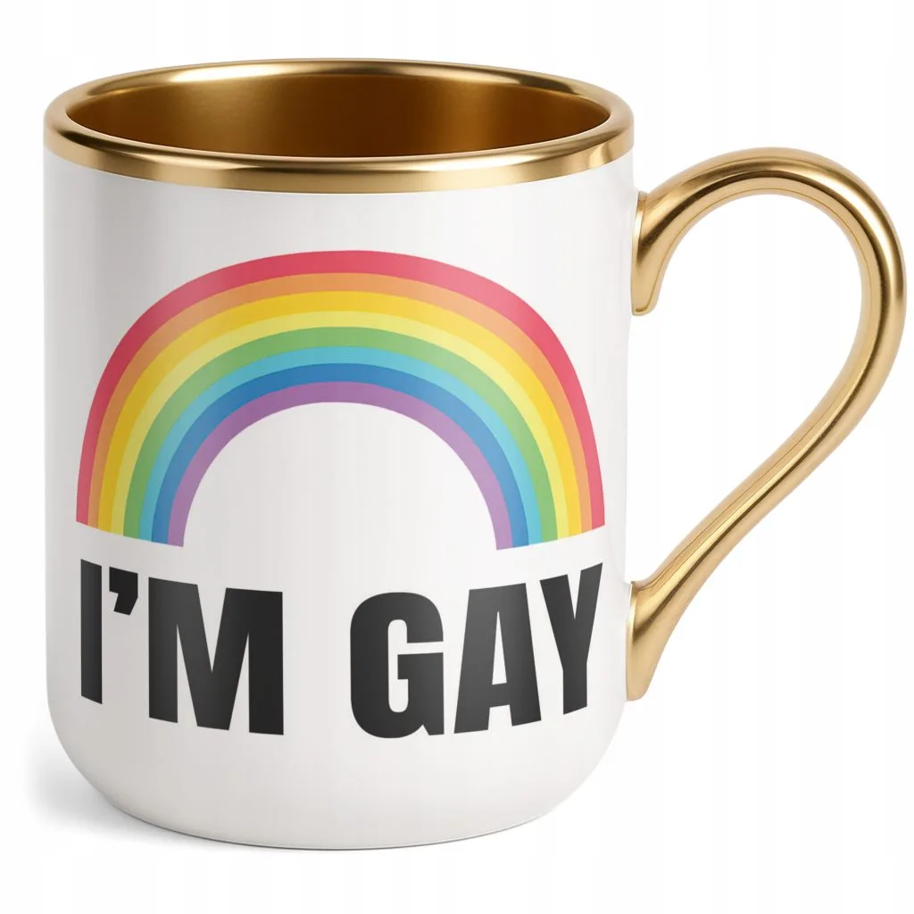 Kubek Premium Złoty I’M GAY Tęcza LGBT Jestem Gejem Prezent
