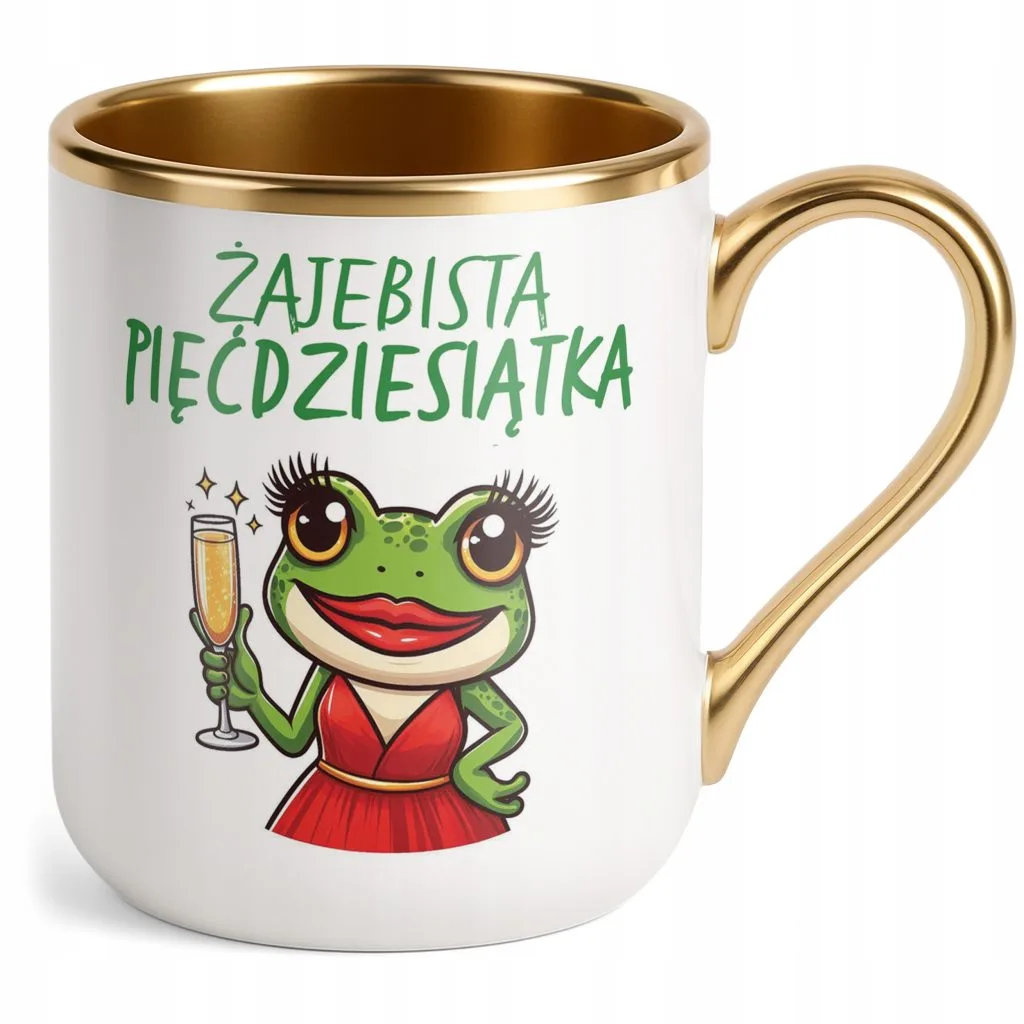 Kubek Premium Złoty Żajebista 50 Dla Kobiety Na Urodziny Prezent
