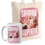 Zestaw torba bawełniana z dnem na zakupy + kubek Sabrina Carpenter
