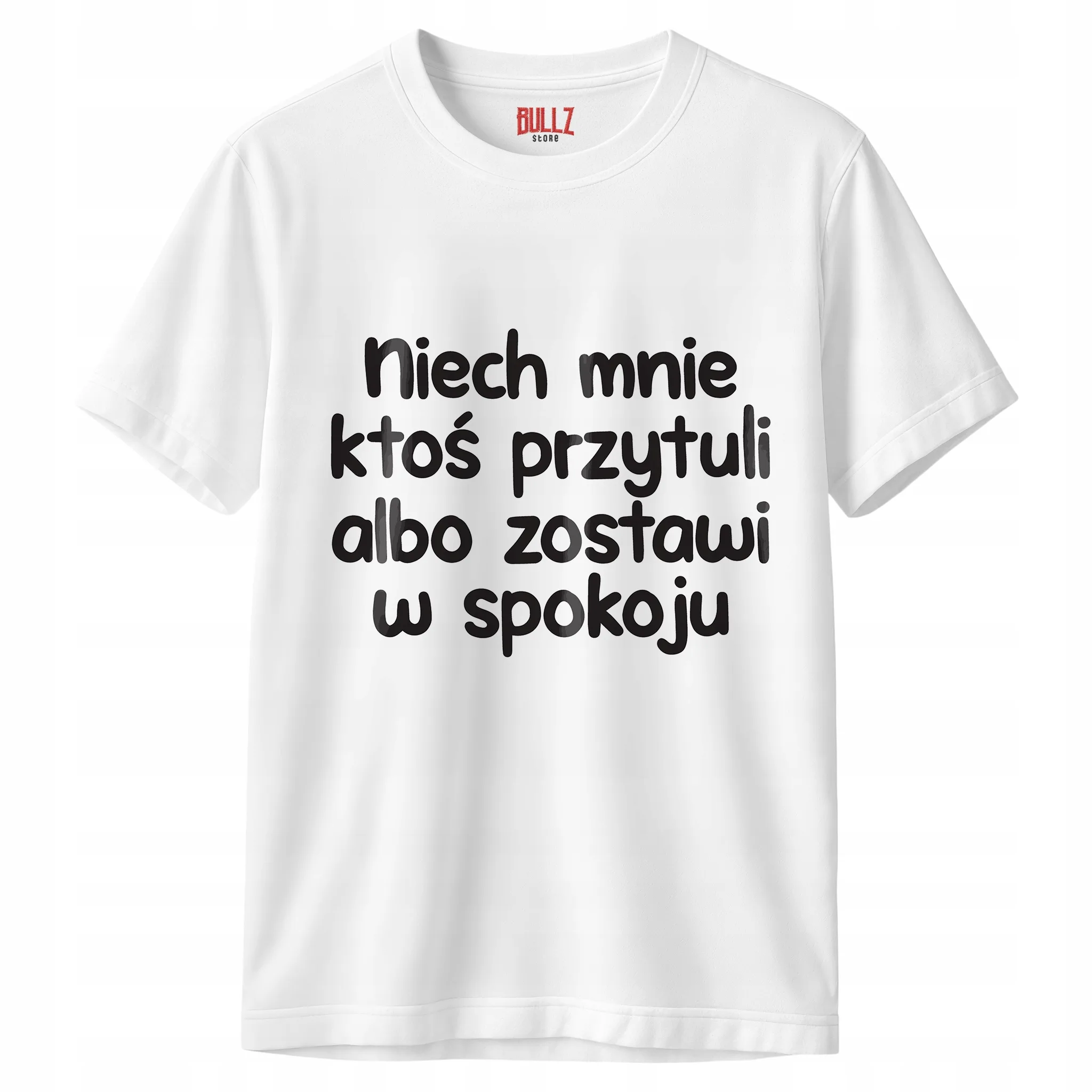 Koszulka biała męska Niech Mnie Ktoś Przytuli Zabawny Prezent r. 3XL