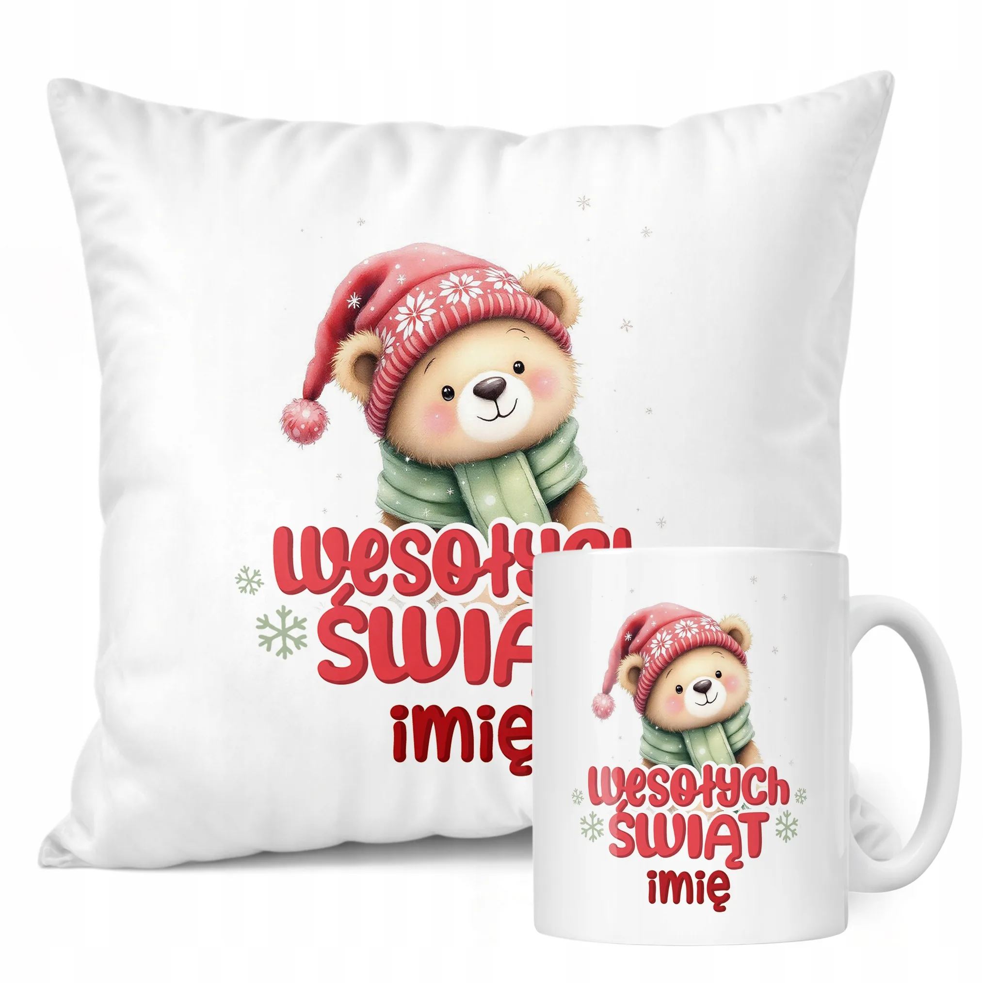 Zestaw Świąteczny Personalizowany Kubek + Poduszka Boże Narodzenie