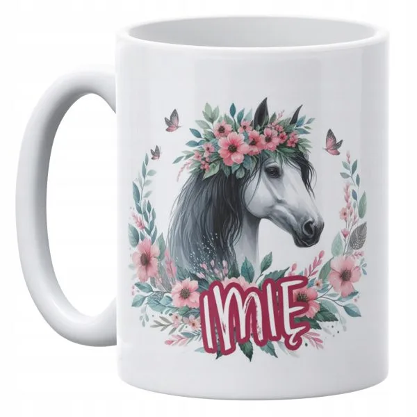 Kubek ceramiczny personalizowany 330 ml Z Koniem Koń Na Prezent Dla Dzieci