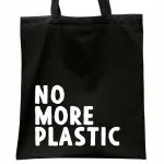 Torba bawełniana czarna na zakupy No More Plastic Eco Ekologia