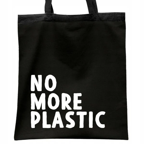 Torba bawełniana czarna na zakupy No More Plastic Eco Ekologia