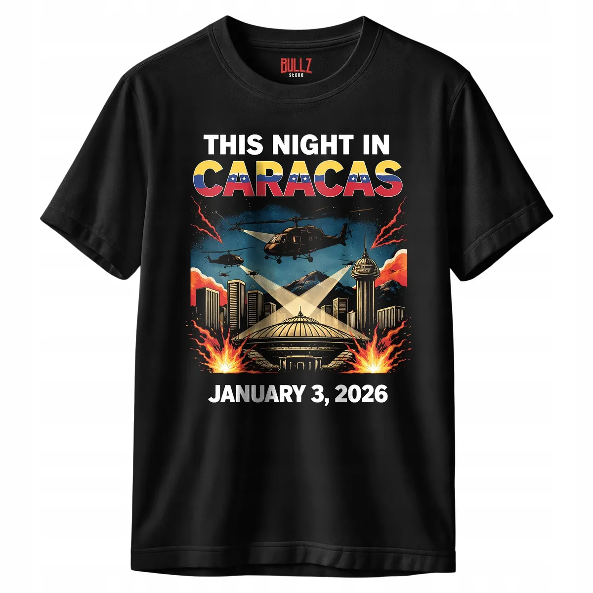 Koszulka czarna męska Maduro Caracas Trump USA This Night Mem r. 3XL