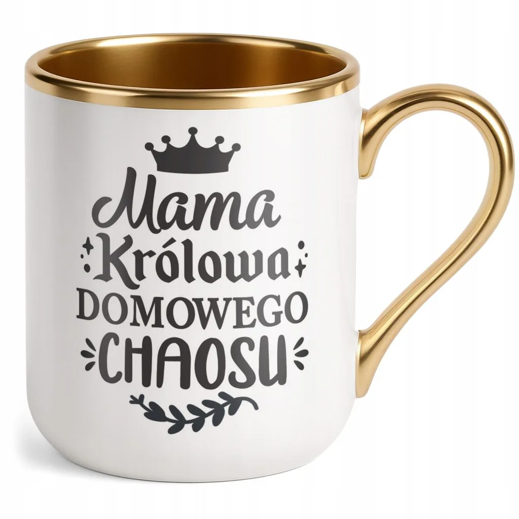 Kubek Premium Złoty Dzień Matki Dla Mamy Prezent Królowa Domowego Chaosu
