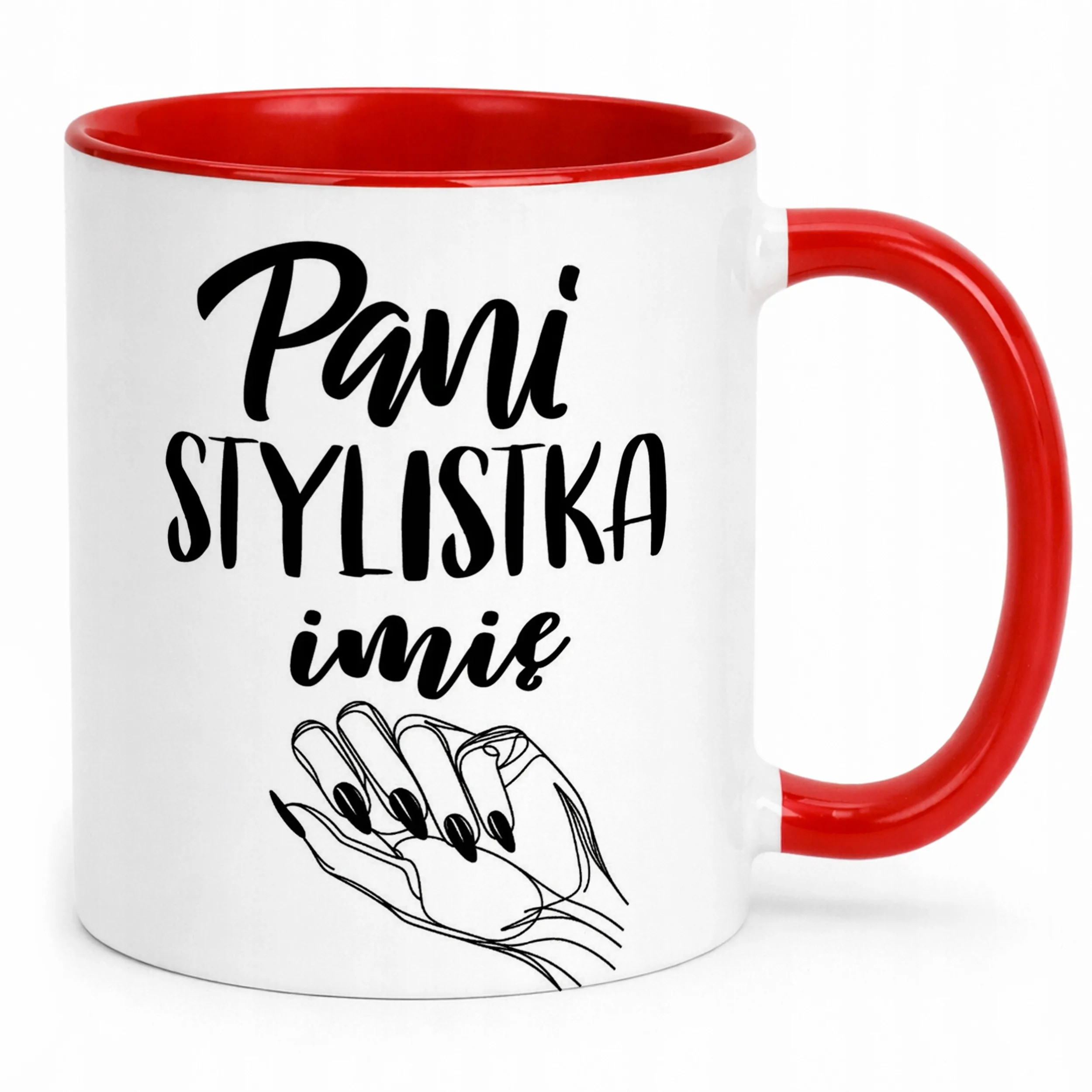 Kubek Czerwony Personalizowany Pani Stylistka Dla Stylistki Paznokci