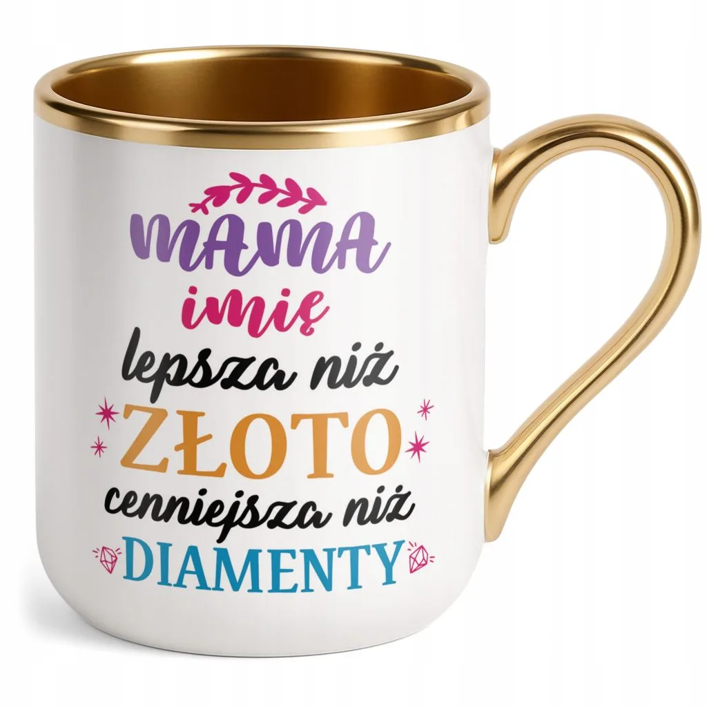 Kubek Premium Złoty Personalizowany Dzień Matki Dla Mamy Prezent Upominek