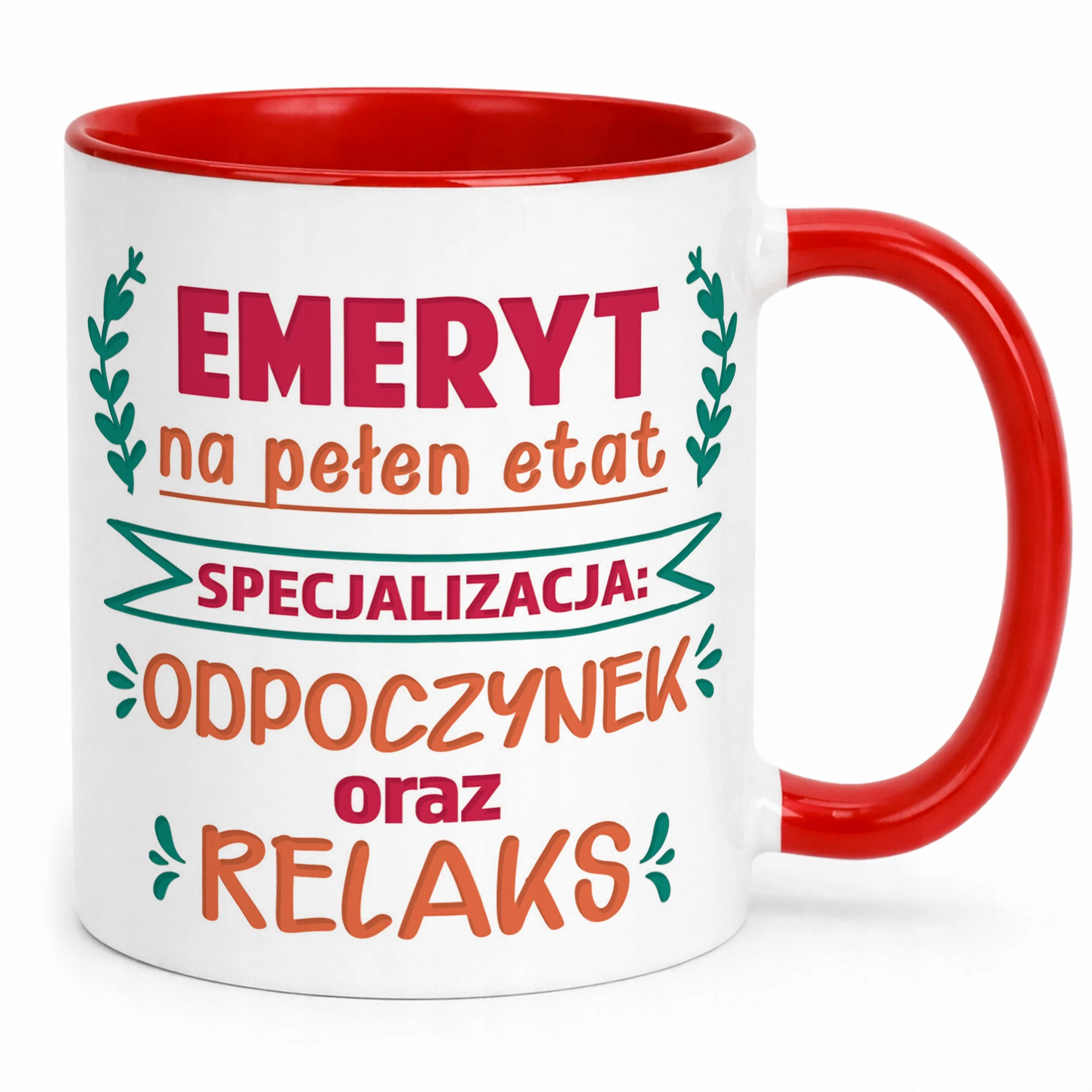 Kubek Czerwony z okazji Emerytury Dla Emeryta Prezent Upominek
