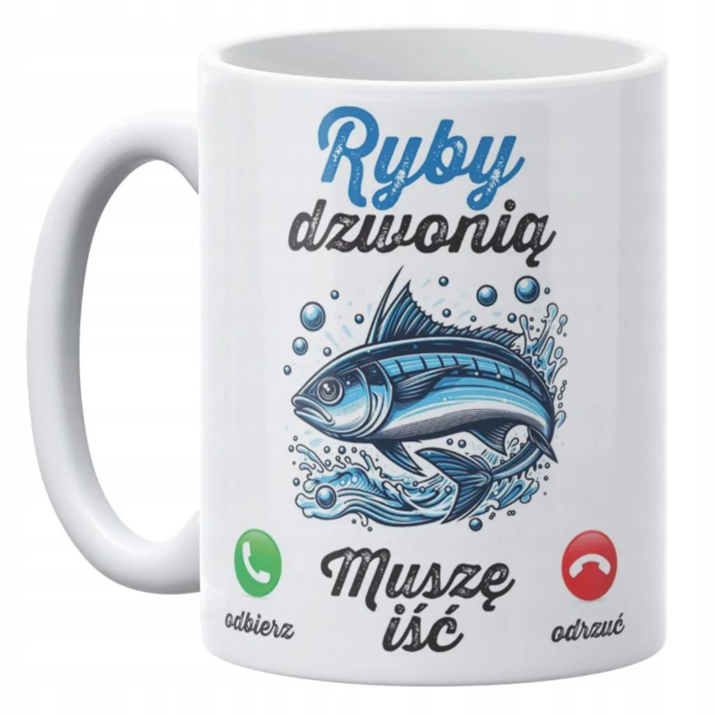 Kubek ceramiczny 330 ml Kubek dla Wędkarza Na Ryby Wędkowanie Prezent