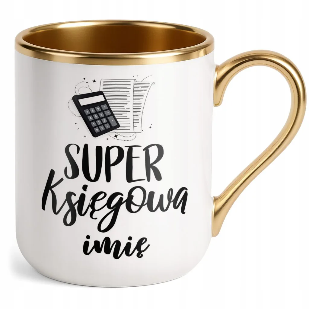 Kubek Premium Złoty Personalizowany Super Księgowa Dla Księgowej Prezent