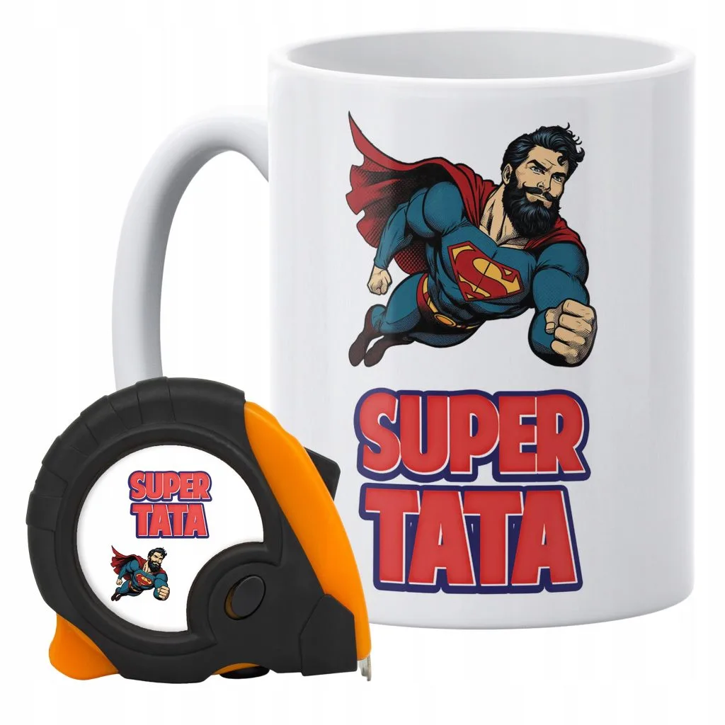 Zestaw kubek + miarka zwijana Na Dzień Ojca Prezent Super Tata
