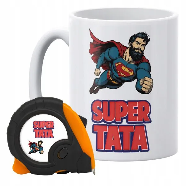 Zestaw kubek + miarka zwijana Na Dzień Ojca Prezent Super Tata