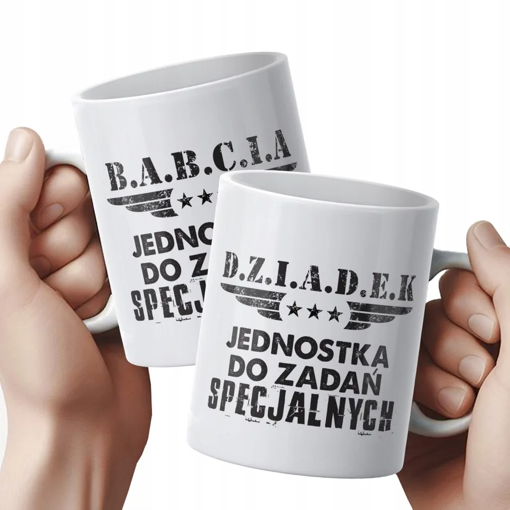 Zestaw Kubków Ceramicznych 330 ml Dzień Babci i Dziadka Prezent Upominek