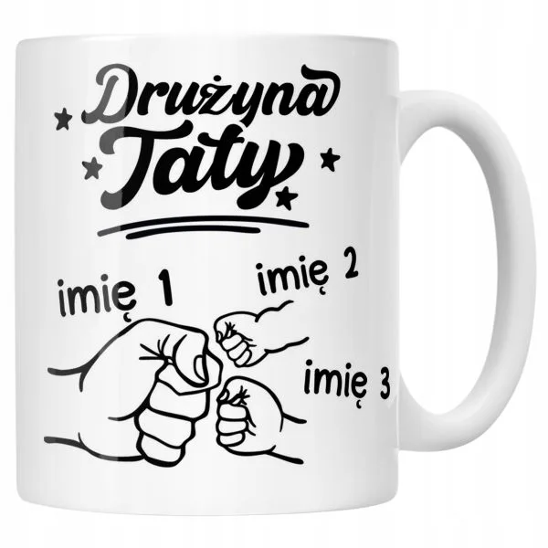 Kubek ceramiczny Personalizowany Dzień Ojca Najlepsza Drużyna 2 Dzieci