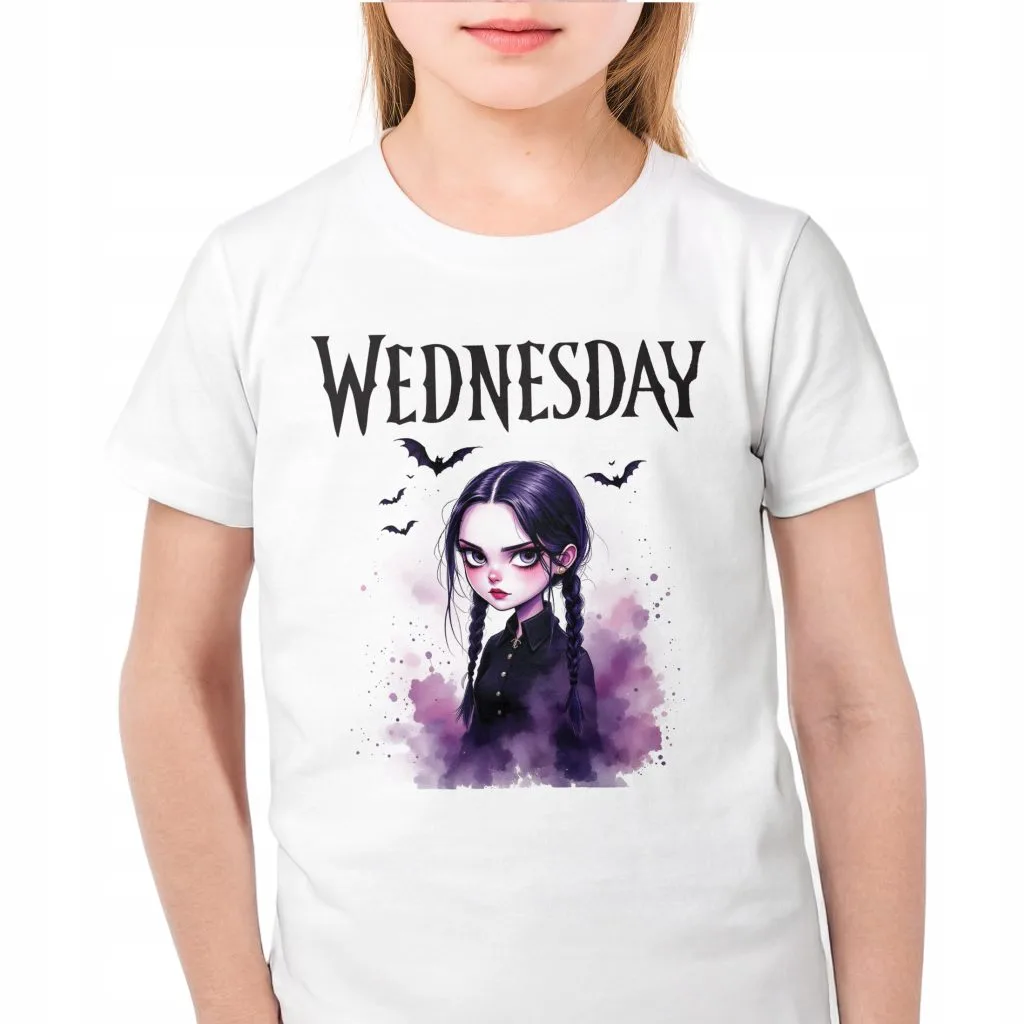 Koszulka biała dziecięca Nevermore Wednesday Dla Fanów Serialu