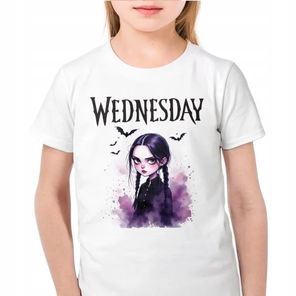 Koszulka biała dziecięca Nevermore Wednesday Dla Fanów Serialu
