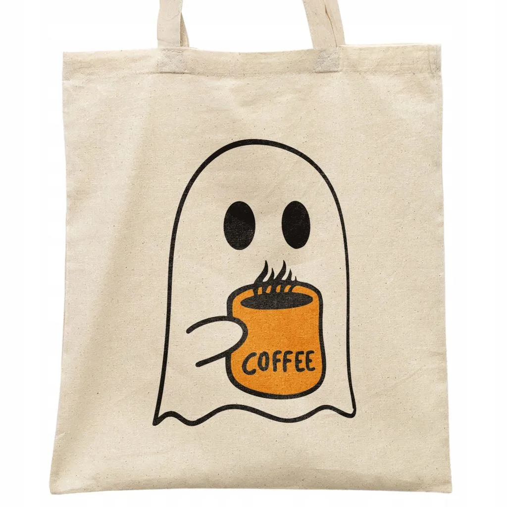 Torba bawełniana na zakupy Halloween Jesień Kawa Duch Prezent