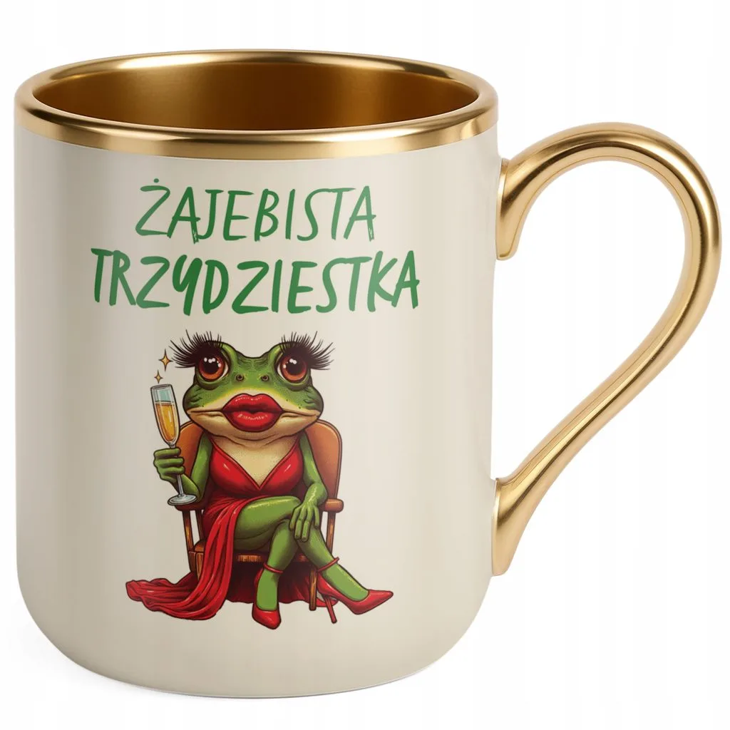 Kubek Premium Złoty Ecru Żajebista 30 Dla Kobiety Na Urodziny Prezent