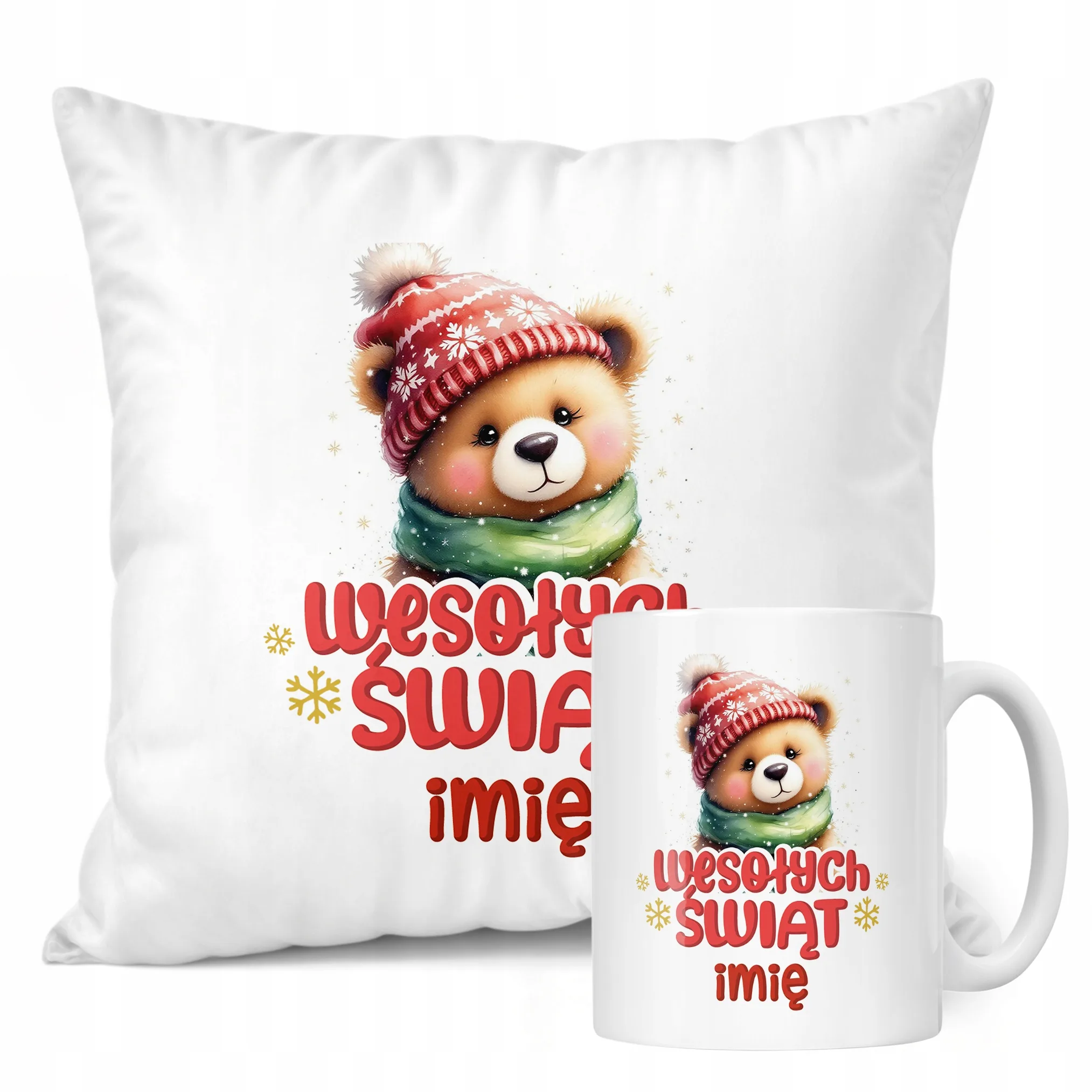 Zestaw Świąteczny Personalizowany Kubek + Poduszka Boże Narodzenie